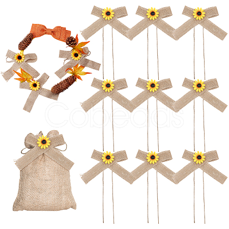 Polyester Ribbon Sunflower Bow DIY-WH0321-08-1