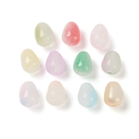 Opaque Spray Painted Glass Beads GLAA-D006-09-1