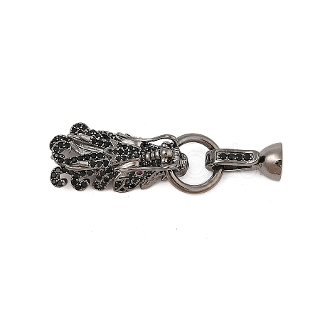 Brass Micro Pave Cubic Zirconia Fold Over Clasps KK-L223-003B-1