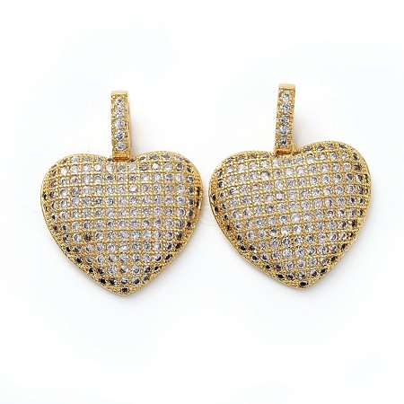 Brass Micro Pave Clear Cubic Zirconia Pendants KK-I658-36G-1