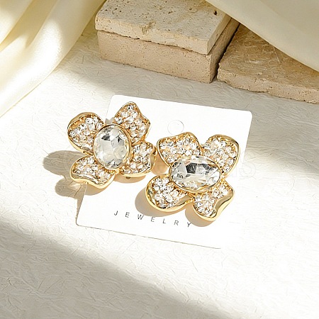 Alloy Rhinestone Stud Earrings for Women AL-CBA6127-02G-1