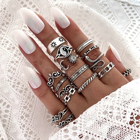 Mixed Style Retro Alloy Rings Set FS-WGC6EFE-06-1