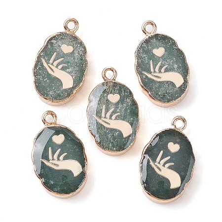Natural Green Aventurine Oval Pendants G-C102-07G-05-1