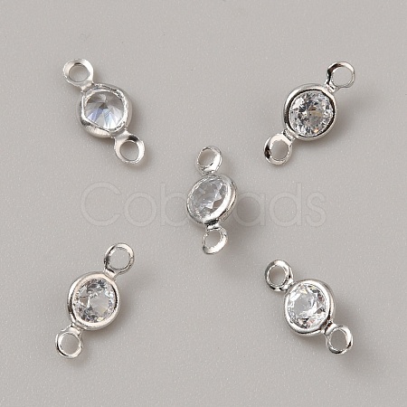 Brass Pave Clear Cubic Zirconia Connector Charms ZIRC-K088-20P-1