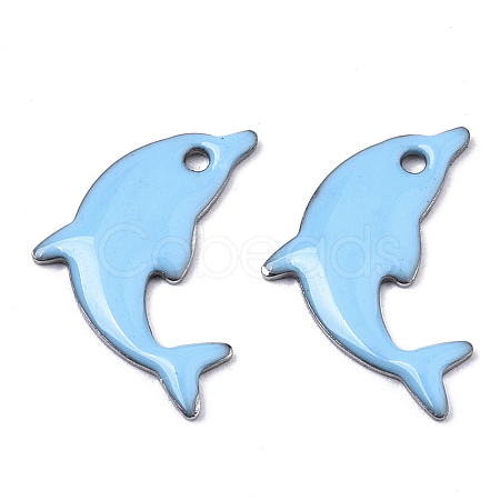 201 Stainless Steel Enamel Pendants X-STAS-N088-16G-1