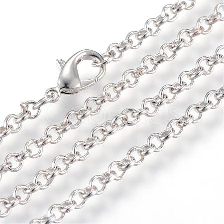Iron Rolo Chains Necklace Making MAK-R015-75cm-P-1