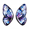 Epoxy Resin Butterfly Wings Cabochons, with Gold Foil & Glitter Powder, Royal Blue, 32.5x15x2mm