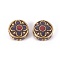 Handmade Indonesia Beads, with Brass Findings, Flat Round, Blue, 15x8mm, Hole: 2mm