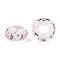 Glass European Beads, Large Hole Beads, No Metal Core, Rondelle, Misty Rose, 14x8mm, Hole: 5mm