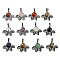 Natural & Synthetic Mixed Gemstone Pendants, Rack Plating Brass Leaf Charms, Platinum, Cadmium Free & Lead Free, Mixed Dyed and Undyed, 22x27x7mm, Hole: 8x5mm