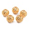 Long-Lasting Plated Hollowed Brass Beads, Filigree Beads, Round, Real 24K Gold Plated, 9.5x9mm, Hole: 4.5mm