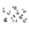 Non-Tarnish 304 Stainless Steel Stud Earring Findings, with Ear Nuts, Textured Heart, Stainless Steel Color, 8x9mm, Hole: 1.4mm, Pin: 0.7mm