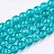 Crackle Glass Beads Strands, Round, Dark Turquoise, 4mm, Hole: 1.1~1.3mm, about 200pcs/strand, 31.4 inch