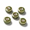 Handmade Porcelain Beads, Flat Round, Olive Drab, 9.5~10x6mm, Hole: 3mm