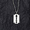 Non-Tarnish 201 Stainless Steel Pendant Necklaces for Man, Sharp Edged Razor Blade, 23.74 inch(60.3cm), Rectangle: 35.5x19x1.3mm