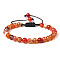 Natural Red Agate Round Bead Adjustable Braided Bracelets, 6mm