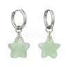 Brass & Natural Green/Blue Aventurine & Quartz Crystal & Rose Quartz & Obsidian Hoop Dangle Earrings EJEW-JE07237-4