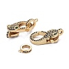 Brass Micro Pave Black & Green Cubic Zirconia Lobster Claw Clasp X-ZIRC-Z011-19G-2