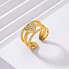 304 Stainless Steel Cubic Zirconia Cuff Open Rings for Women WG55D17-01-3