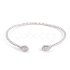 Rack Plating Brass Pave Clear Cubic Zirconia Teardrop Open Cuff Bangles BJEW-S148-03P-1