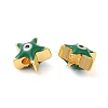 Golden Tone Brass Enamel Beads KK-E048-03G-4