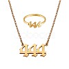 Number Pendant Necklace & Open Cuff Ring JX198A-1