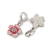 Rack Plating Alloy Light Rose Rhinestone European Dangle Charms FIND-C055-25P-2