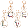 4Pcs 4 Styles Alloy Colorful Rhinestone Keychain KEYC-WR0001-27-1