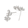 SHEGRACE Leafy Branch Brass Micro Clear Pave Cubic Zirconia Stud Earrings XGRQ4N998-717P-2