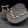 Twist Zinc Alloy Rhinestone & Glass Pendant Necklaces & Stud Dangle Earrings Sets FS-WGA0BF7-02-1