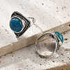 Natural Banded Agate Adjustable Rings G-P560-03AS-16-2