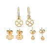 304 Stainless Steel Rhinestone Clover & Round Earring Sets EJEW-Z098-13G-4