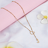 1Pc Letter & Heart Stainless Steel Lariat Necklaces for Women NJEW-LP0002-87G-J-3