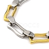 201 Stainless Steel Wavy Rectangle Links Chain Necklace NJEW-F22-39A-GP-3