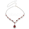 Teardrop Alloy Rhinestone Necklaces & Stud Earring Sets for Women SJEW-U001-01P-03-4