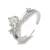 Brass Micro Pave Cubic Zirconia Cuff Open Rings for Women RJEW-C163-18P-4