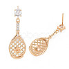 Brass Micro Pave Clear Cubic Zirconia Stud Earring Findings KK-S364-057-4