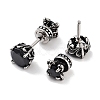 Flat Round 316 Surgical Stainless Steel Pave Black Cubic Zirconia Ear False Plugs for Women Men EJEW-Z050-37AS-2