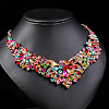 Flower Alloy Rhinestone Pendant Necklaces & Stud Dangle Earrings Sets WG73580-01-3