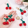 6Pcs 3 Colors Cherry Wool Knitting Pendant Decorations HJEW-CP0001-06-3