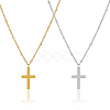 2Pcs 2 Colors 304 Stainless Steel Cross Pendant Necklace with Satellite Chains NJEW-FI0001-48-1