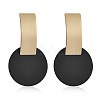 Rectangle with Flat Round Alloy Dangle Stud Earrings FS-WGDFF34-07-1