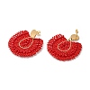 Bohemian Style Fan Glass Seed Beaded Dangle Stud Earrings for Women LS3119-2-2