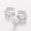 Brass Micro Pave Cubic Zirconia Fold Over Clasps ZIRC-J016-09P-3