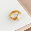 Retro Fashionable 304 Stainless Steel and Shell Finger Rings FS-WG8030D-01-2