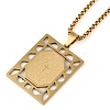 201 Stainless Steel Hollow Rectangle with Cross Pendant Box Chain Necklaces LS-NJEW-D089-06G-1