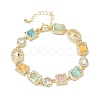 Brass Micro Pave Clear Cubic Zirconia Link Chain Bracelets for Women BJEW-C156-03G-5