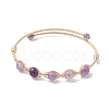 4Pcs 4 Style Natural Mixed Gemstone Round Beaded Cuff Bangles Set BJEW-JB10112-3