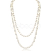 Baking Paint Pearlized Glass Pearl Round Beaded Long Necklaces NJEW-SW00066-03-1