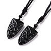 Natural Mixed Gemstone Sailor's Knot Pendant Necklace with Nylon Cord for Women NJEW-E091-02-2